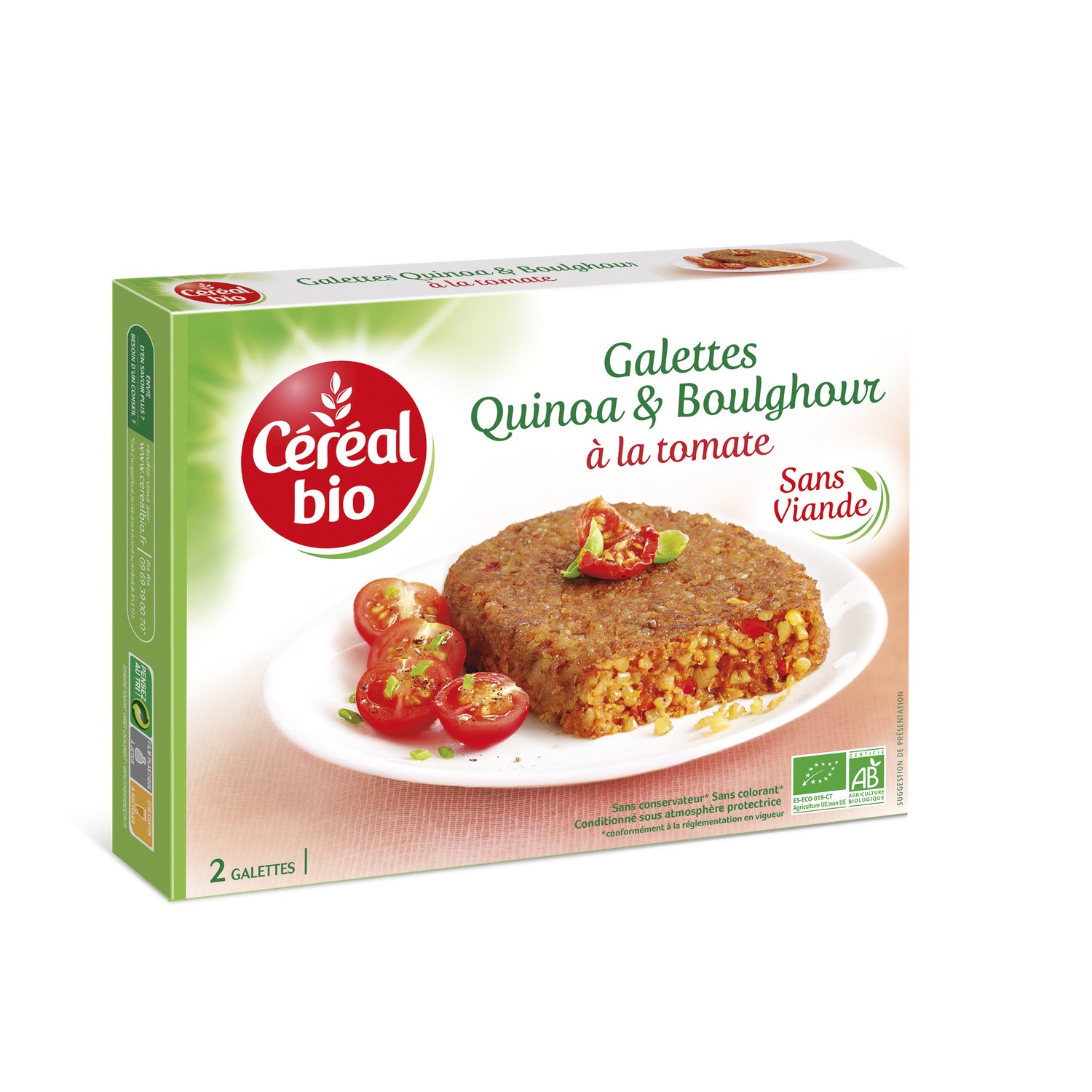 2 Galettes Quinoa & Boulghour à la tomate sans viande